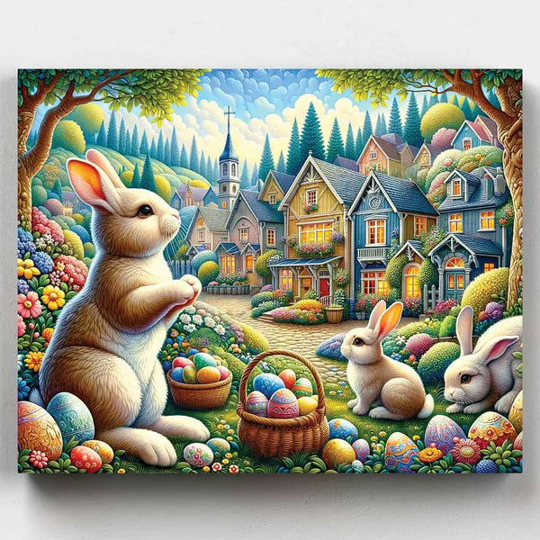 Conejos y Flores - Pintar por Números- Pintar por Números- Canvas by Numbers