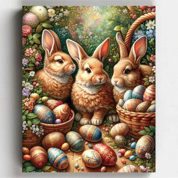 Conejos de Pascua - Pintar por Números- Pintar por Números- Canvas by Numbers