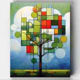 Árbol Verde Bauhaus - Pintar por Números- Pintar por Números- Canvas by Numbers