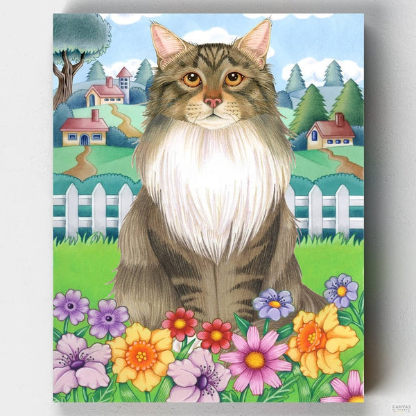 Gato con flores - Pintar por Números- Pintar por Números- Canvas by Numbers