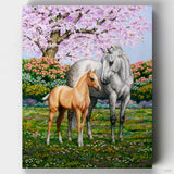 Caballos en Primavera - Pintar por Números- Pintar por Números- Canvas by Numbers