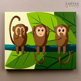 Tres Monos Divertidos- Pintar por Números- Canvas by Numbers