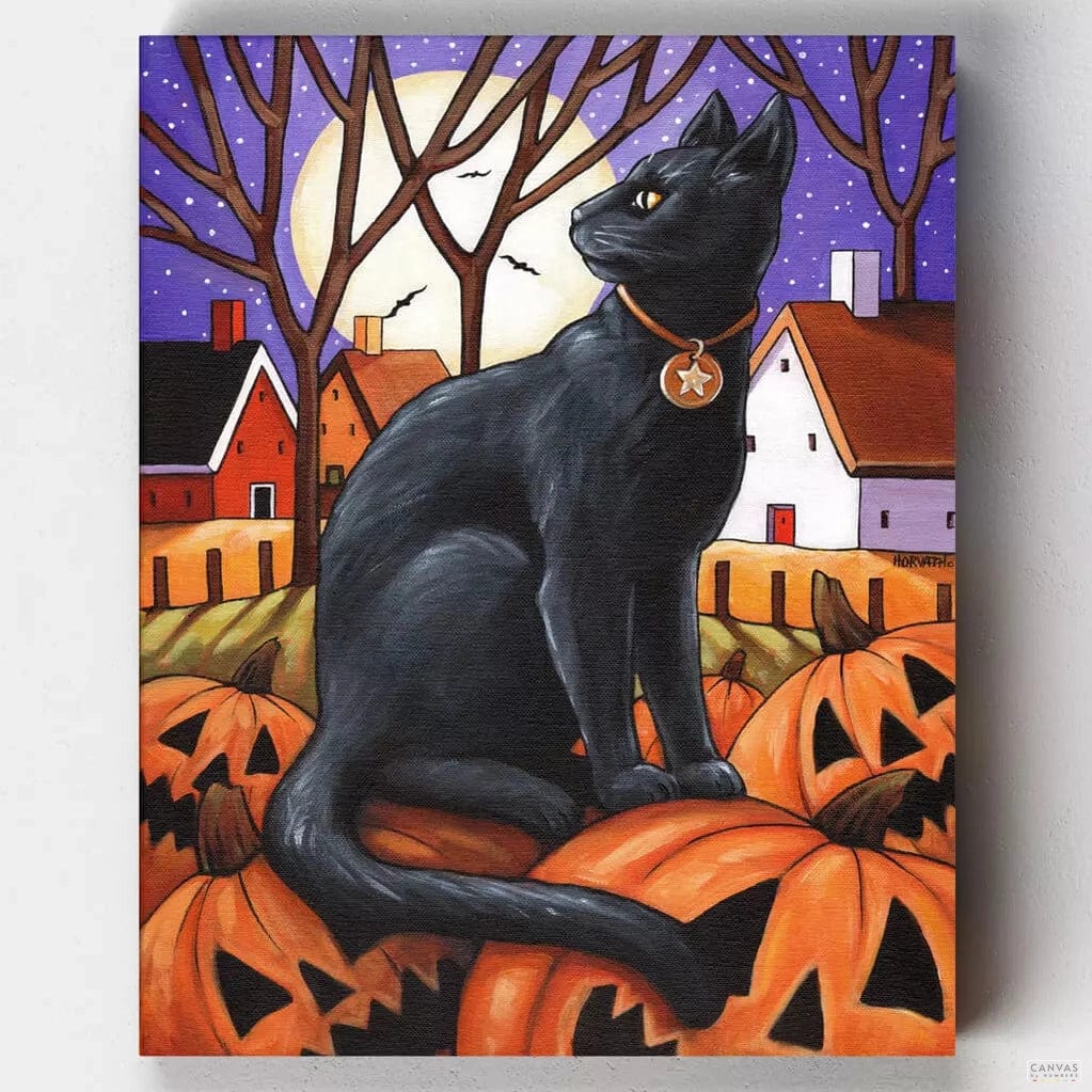 Gato Negro Embrujado- Pintar por Números- Canvas by Numbers